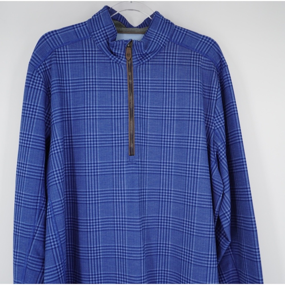 Jim Nantz Vineyard Vines Mens XL Blue Glen Plaid Quarter Zip Pullover 1K001134